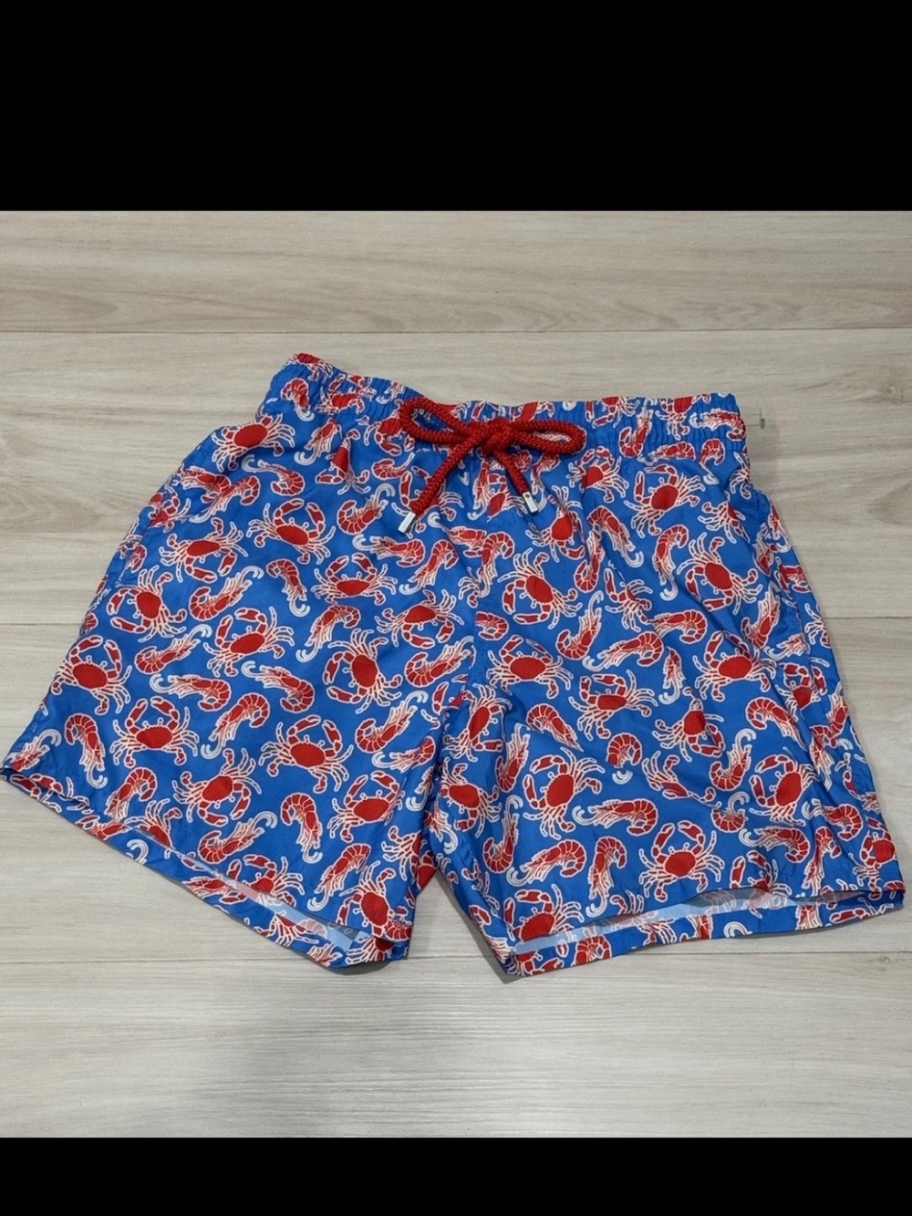 Vilebrequin Mahina Ultra-Light Packable Swim Trunks S Blue Red Crab Lobster S